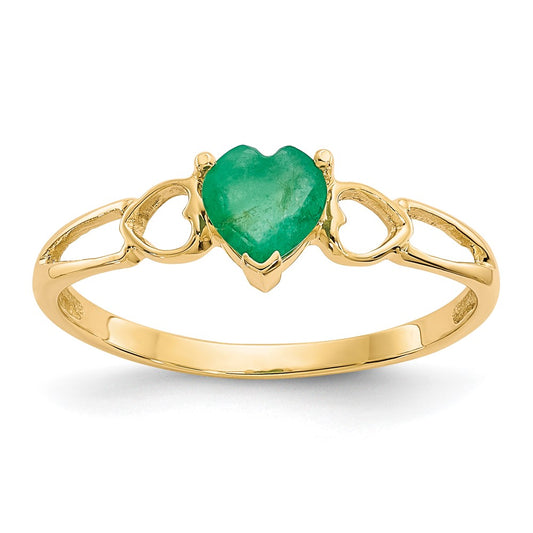 10K Yellow Gold Polished Geniune Emerald Birthstone Ring