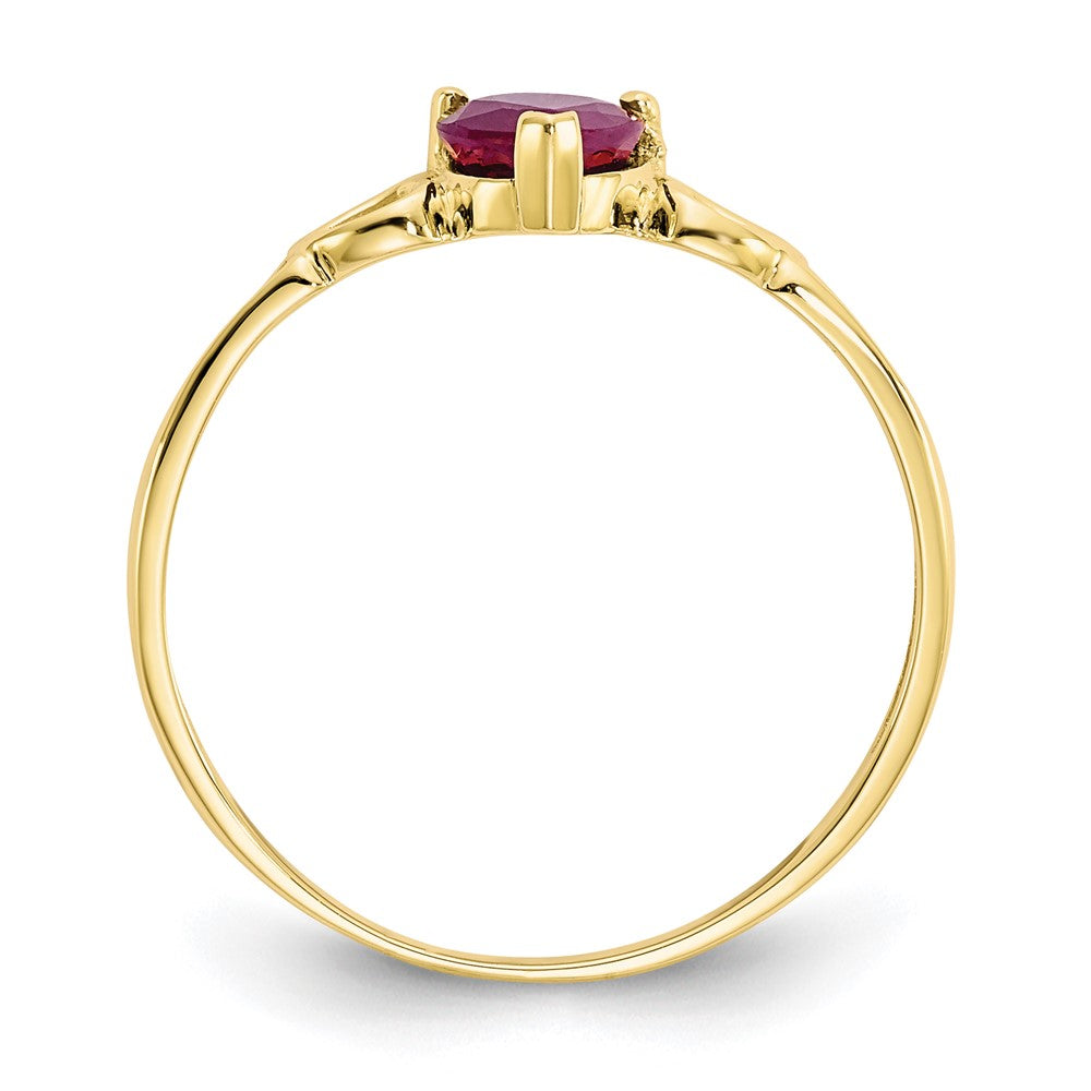 10K Yellow Gold Polished Geniune Ruby Birthstone Ring