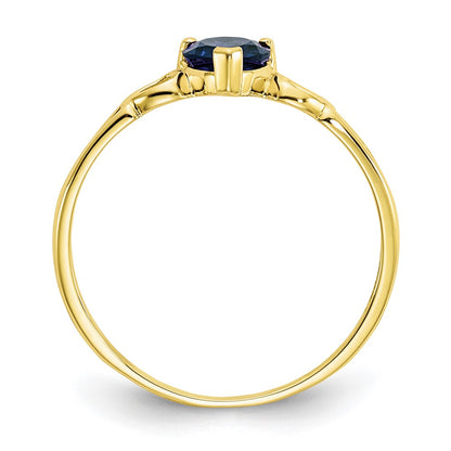 10K Yellow Gold Polished Geniune Sapphire Birthstone Ring