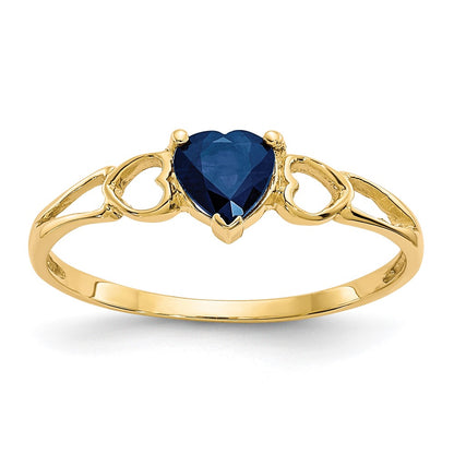 10K Yellow Gold Polished Geniune Sapphire Birthstone Ring