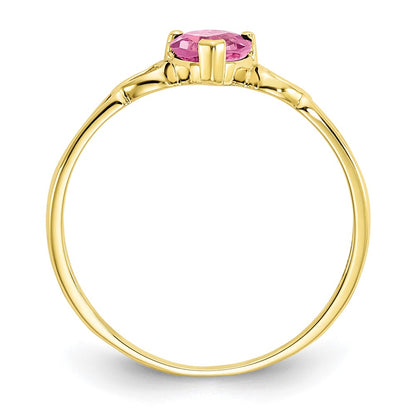 10k Yellow Gold Polished Genuine Pink Tourmaline Birthstone Ring