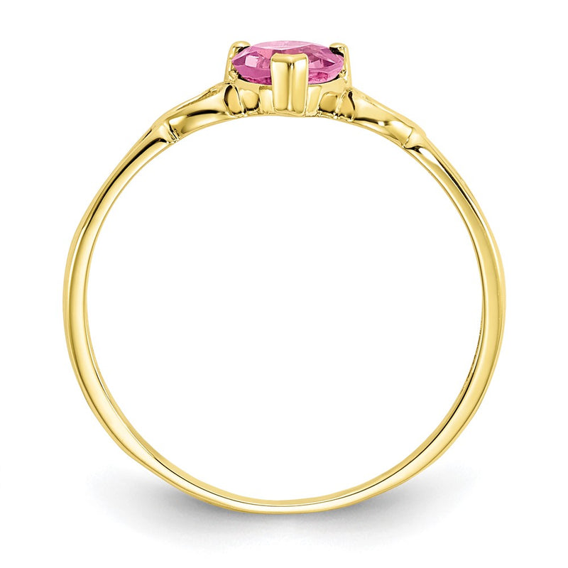 10k Yellow Gold Polished Genuine Pink Tourmaline Birthstone Ring