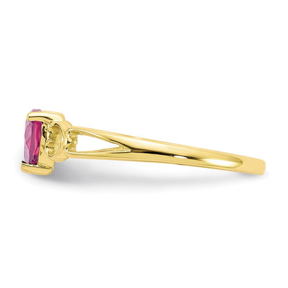 10k Yellow Gold Polished Genuine Pink Tourmaline Birthstone Ring
