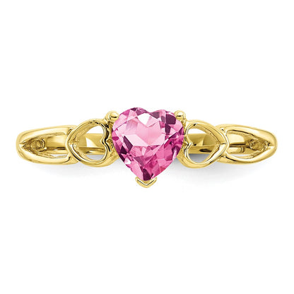 10k Yellow Gold Polished Genuine Pink Tourmaline Birthstone Ring