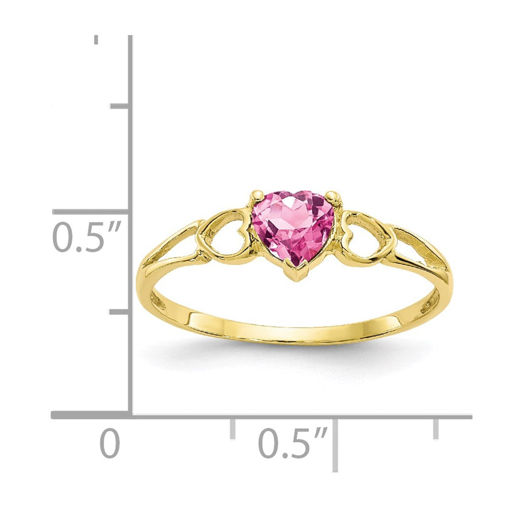 10k Yellow Gold Polished Genuine Pink Tourmaline Birthstone Ring