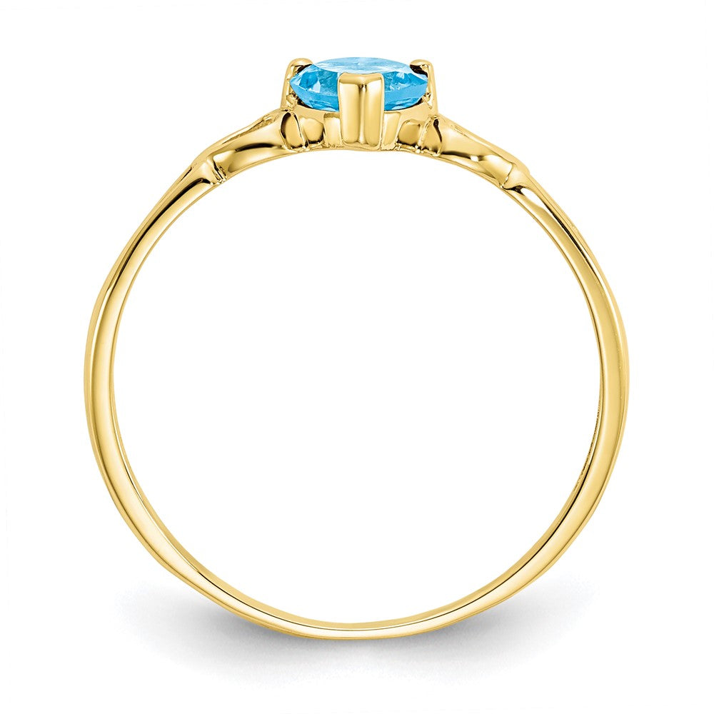 10K Yellow Gold Polished Geniune Blue Topaz Birthstone Ring