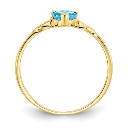 10K Yellow Gold Polished Geniune Blue Topaz Birthstone Ring