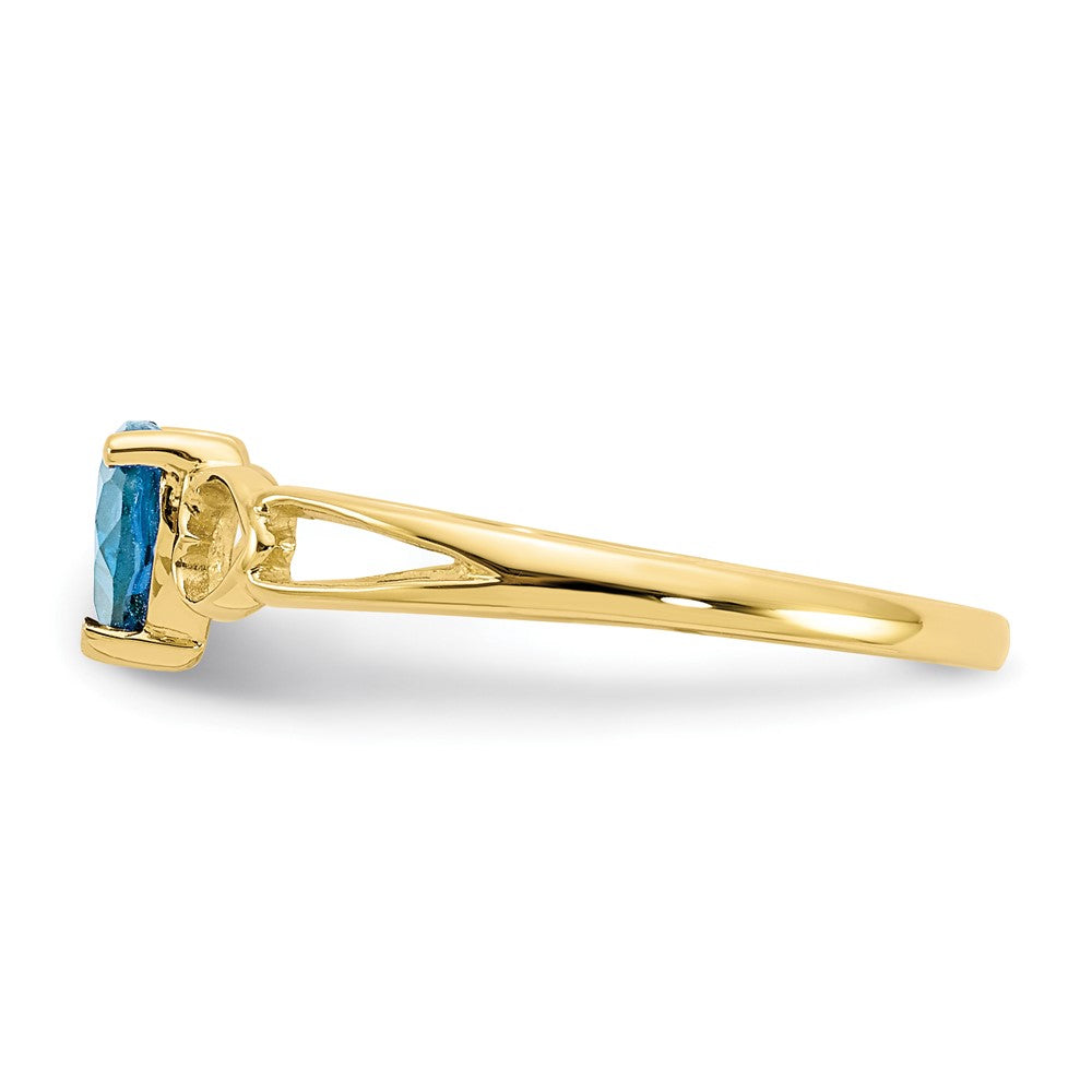 10K Yellow Gold Polished Geniune Blue Topaz Birthstone Ring