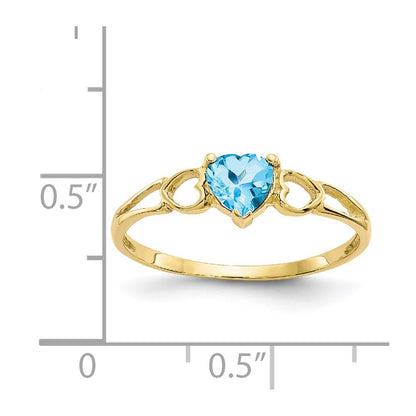 10K Yellow Gold Polished Geniune Blue Topaz Birthstone Ring