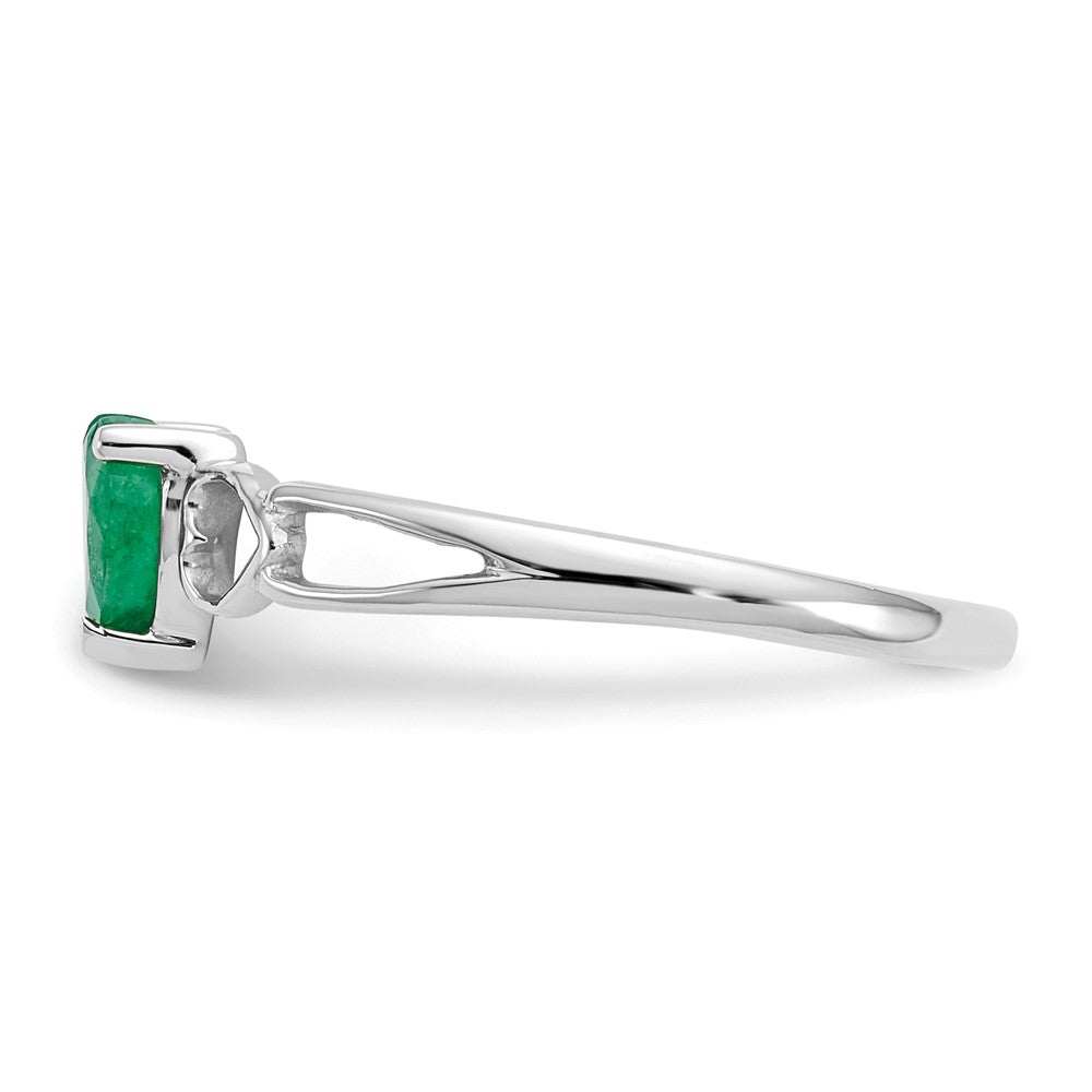 14K White Gold Polished Geniune Emerald Birthstone Ring