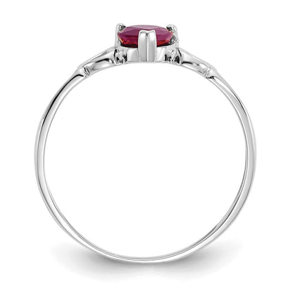 14K White Gold Polished Geniune Ruby Birthstone Ring