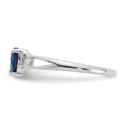 14K White Gold Polished Geniune Sapphire Birthstone Ring
