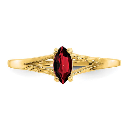 10K Yellow Gold Polished Geniune Garnet Birthstone Ring