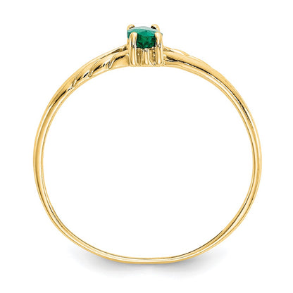 10K Yellow Gold Polished Geniune Emerald Birthstone Ring