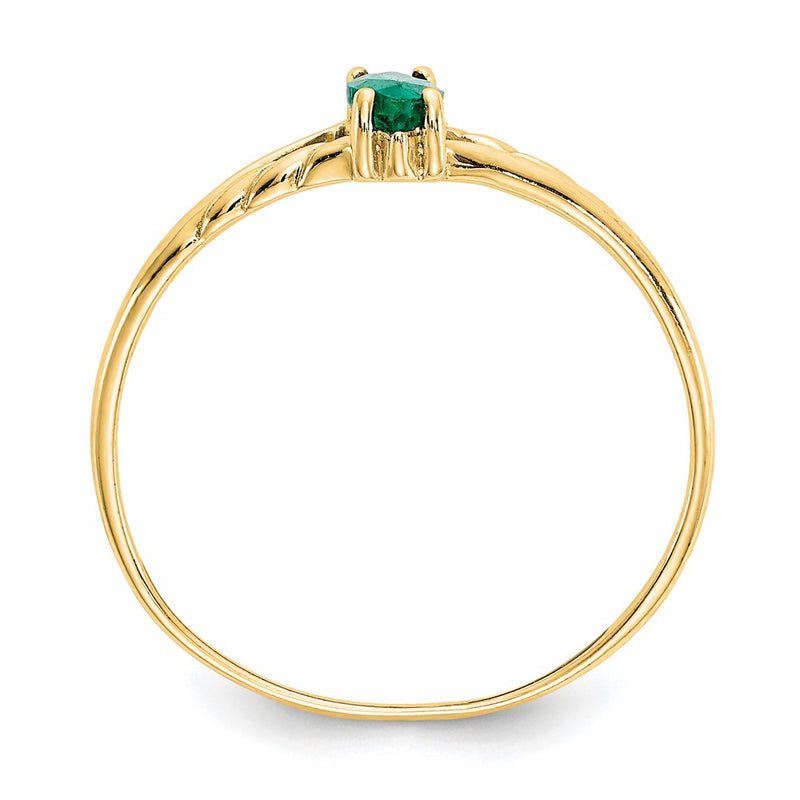 10K Yellow Gold Polished Geniune Emerald Birthstone Ring