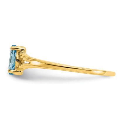 10K Yellow Gold Polished Geniune Blue Topaz Birthstone Ring