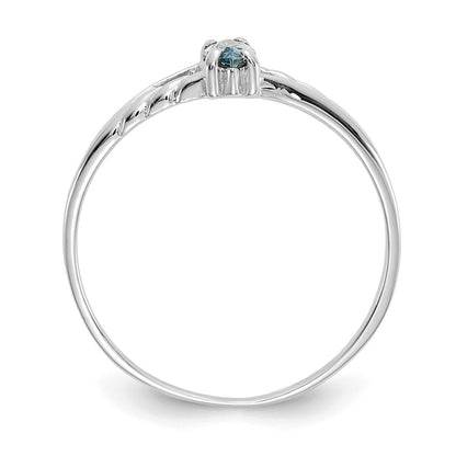 14K White Gold Polished Geniune Aquamarine Birthstone Ring