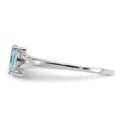 14K White Gold Polished Geniune Aquamarine Birthstone Ring