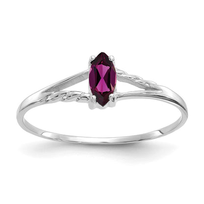 10K White Gold Polished Genuine Rhodolite Garnet Birthstone Ring
