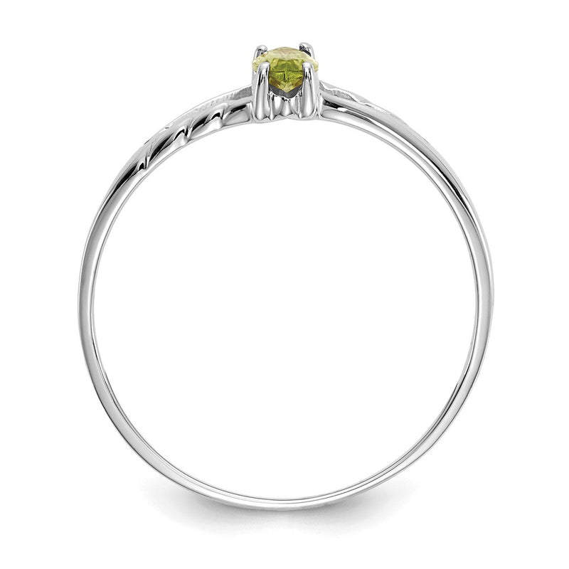 14K White Gold Polished Geniune Peridot Birthstone Ring