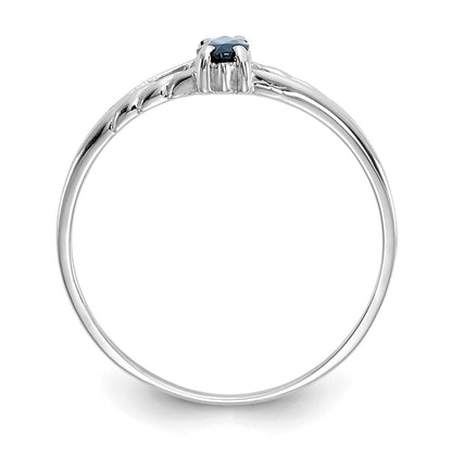 14K White Gold Polished Geniune Sapphire Birthstone Ring