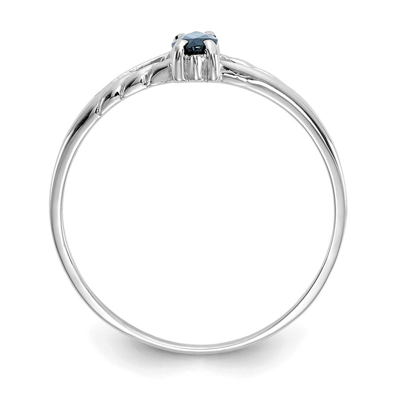 14K White Gold Polished Geniune Sapphire Birthstone Ring