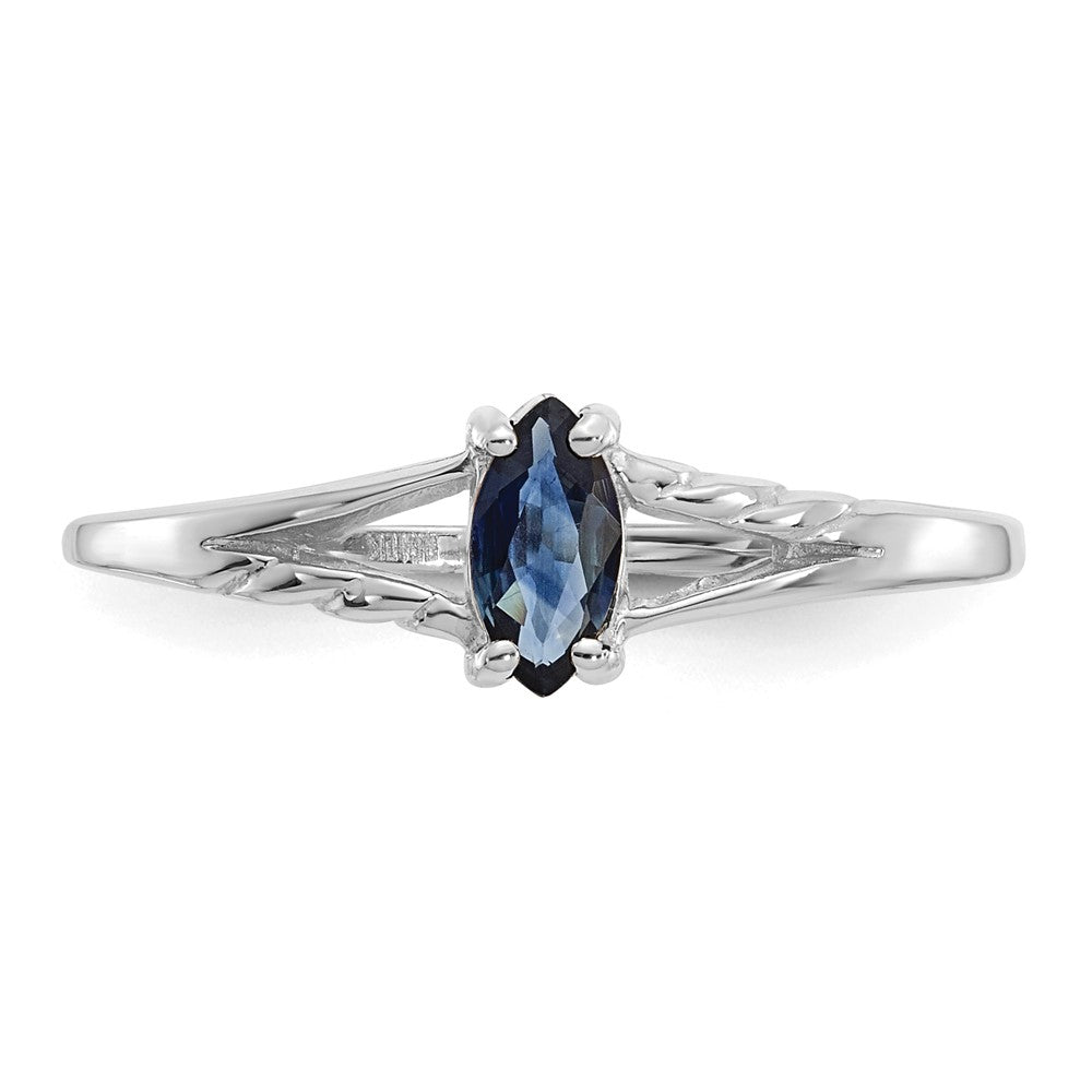 14K White Gold Polished Geniune Sapphire Birthstone Ring