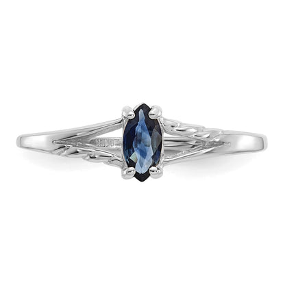 14K White Gold Polished Geniune Sapphire Birthstone Ring