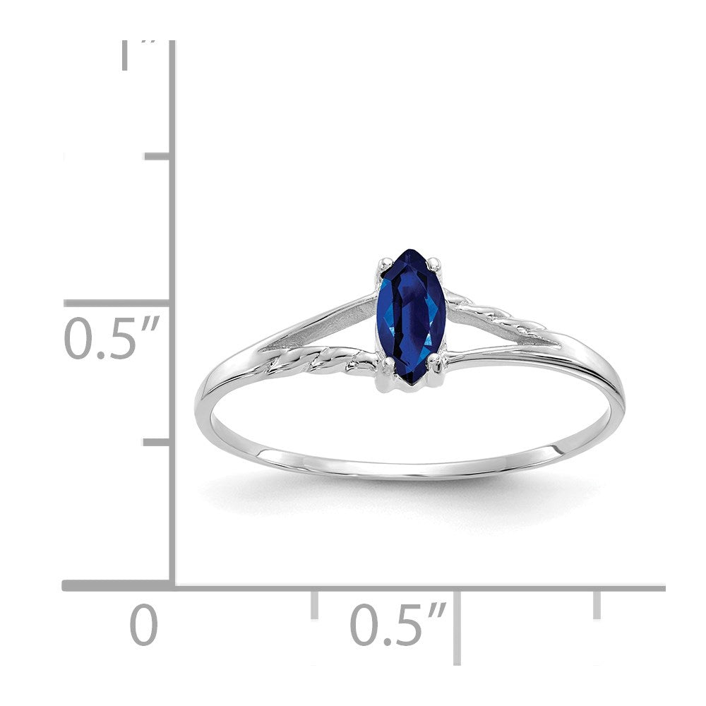 14K White Gold Polished Geniune Sapphire Birthstone Ring