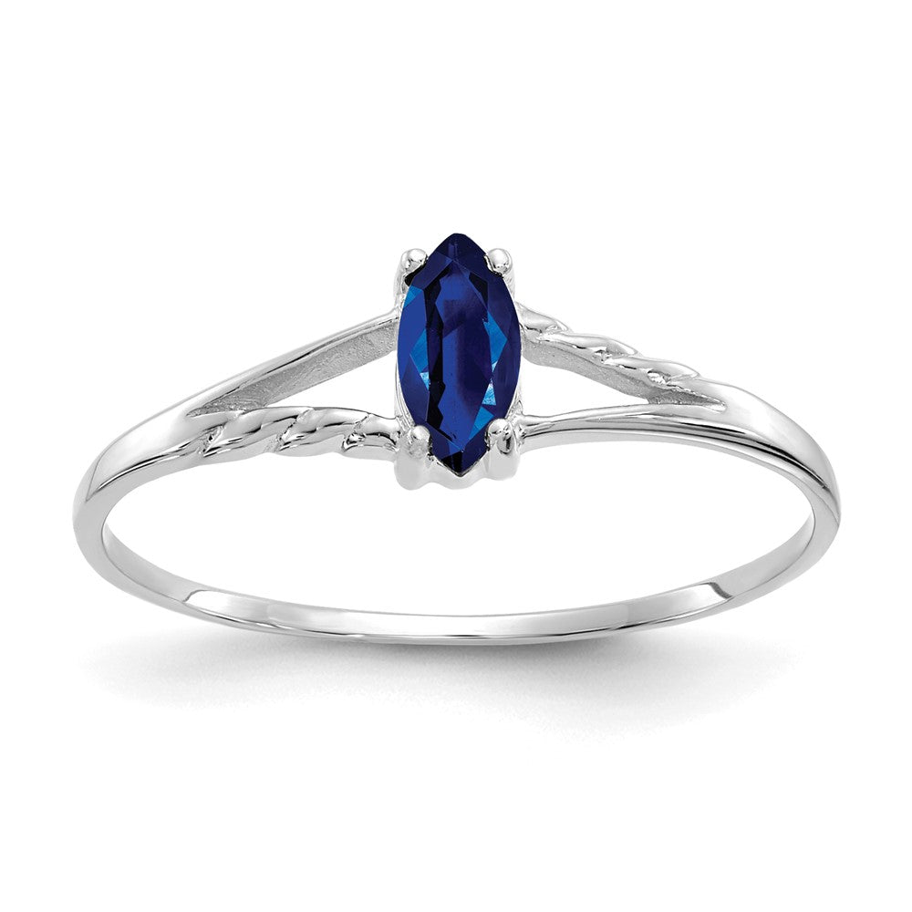 14K White Gold Polished Geniune Sapphire Birthstone Ring