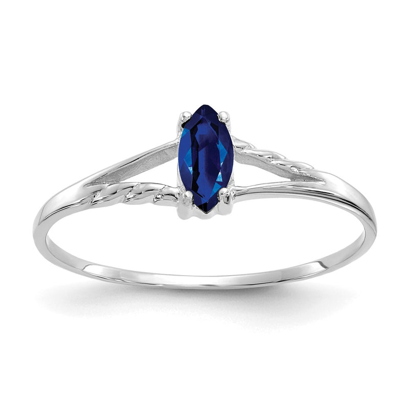 14K White Gold Polished Geniune Sapphire Birthstone Ring
