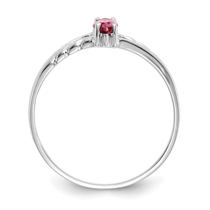 10K White Gold Polished Genuine Pink Tourmaline Birthstone Ring