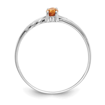 14K White Gold Polished Geniune Citrine Birthstone Ring