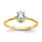 10K Yellow Gold Polished Geniune Real Diamond & Aquamarine Birthstone Ring