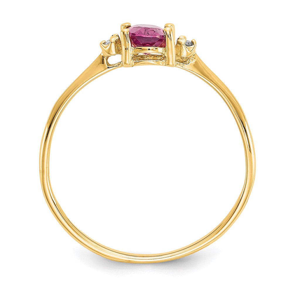10k Yellow Gold Polished Genuine Diamond & Pink Tourmaline Birthstone Ring
