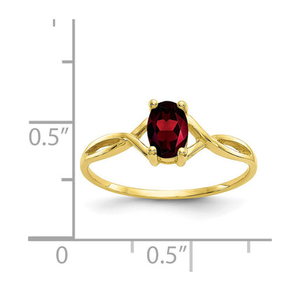 10K Yellow Gold Polished Geniune Garnet Birthstone Ring
