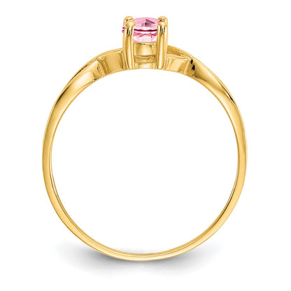 10k Yellow Gold Polished Genuine Pink Tourmaline Birthstone Ring