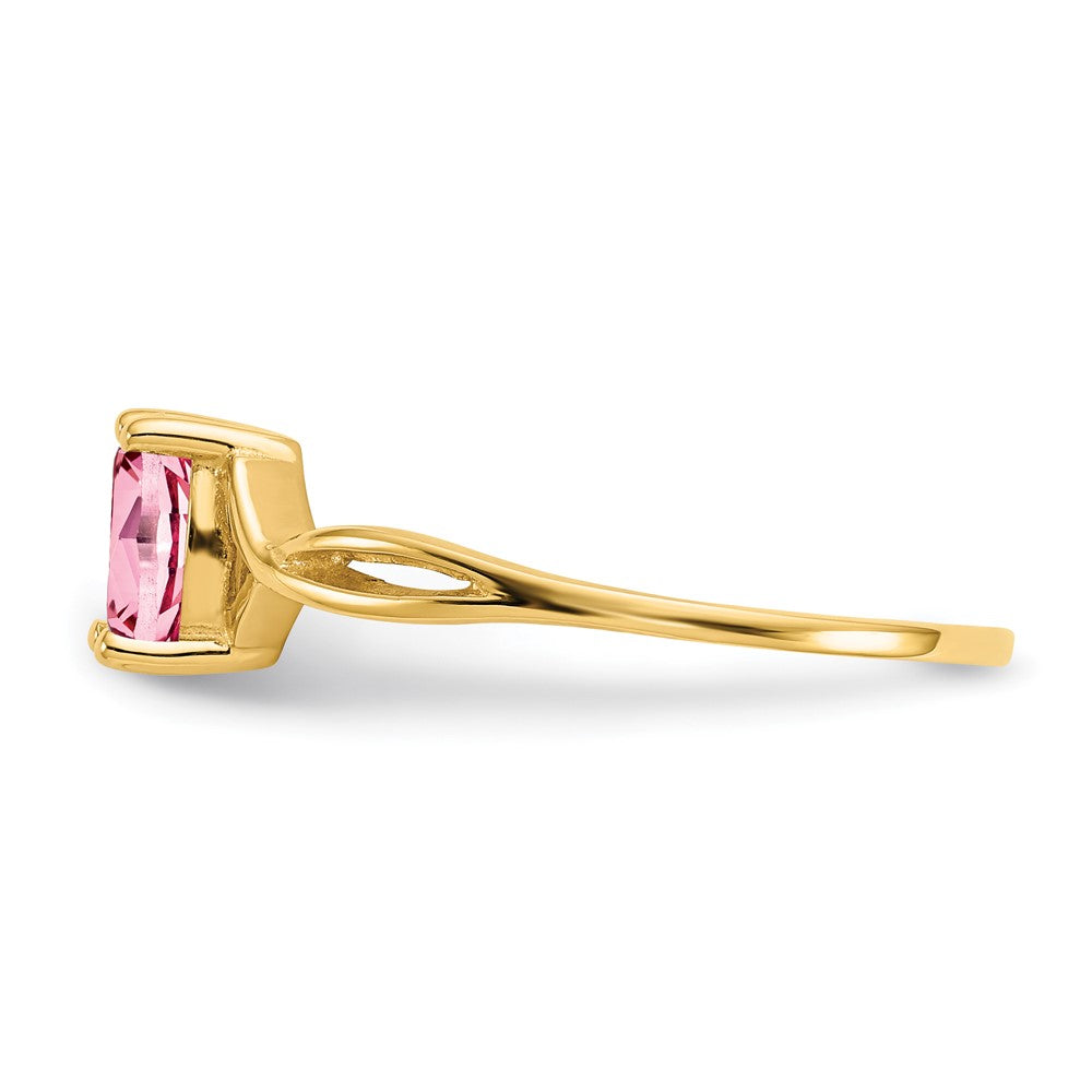 10k Yellow Gold Polished Genuine Pink Tourmaline Birthstone Ring