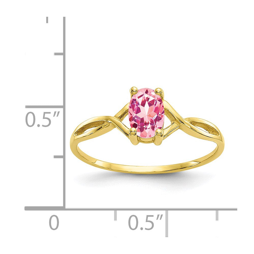 10k Yellow Gold Polished Genuine Pink Tourmaline Birthstone Ring