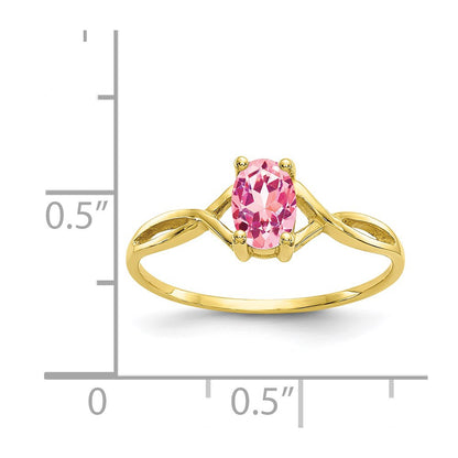 10k Yellow Gold Polished Genuine Pink Tourmaline Birthstone Ring