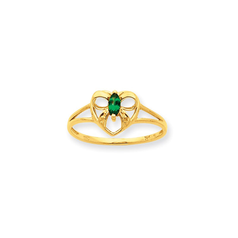 10K Yellow Gold Polished Geniune Emerald Birthstone Ring