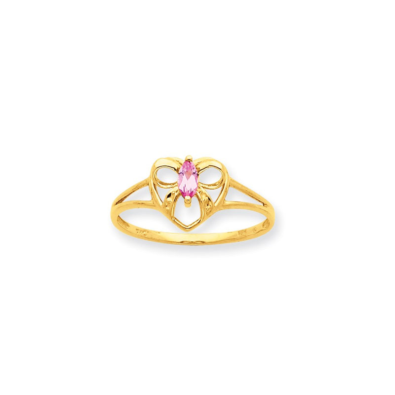 10k Yellow Gold Polished Geniune Pink Tourmaline Birthstone Ring