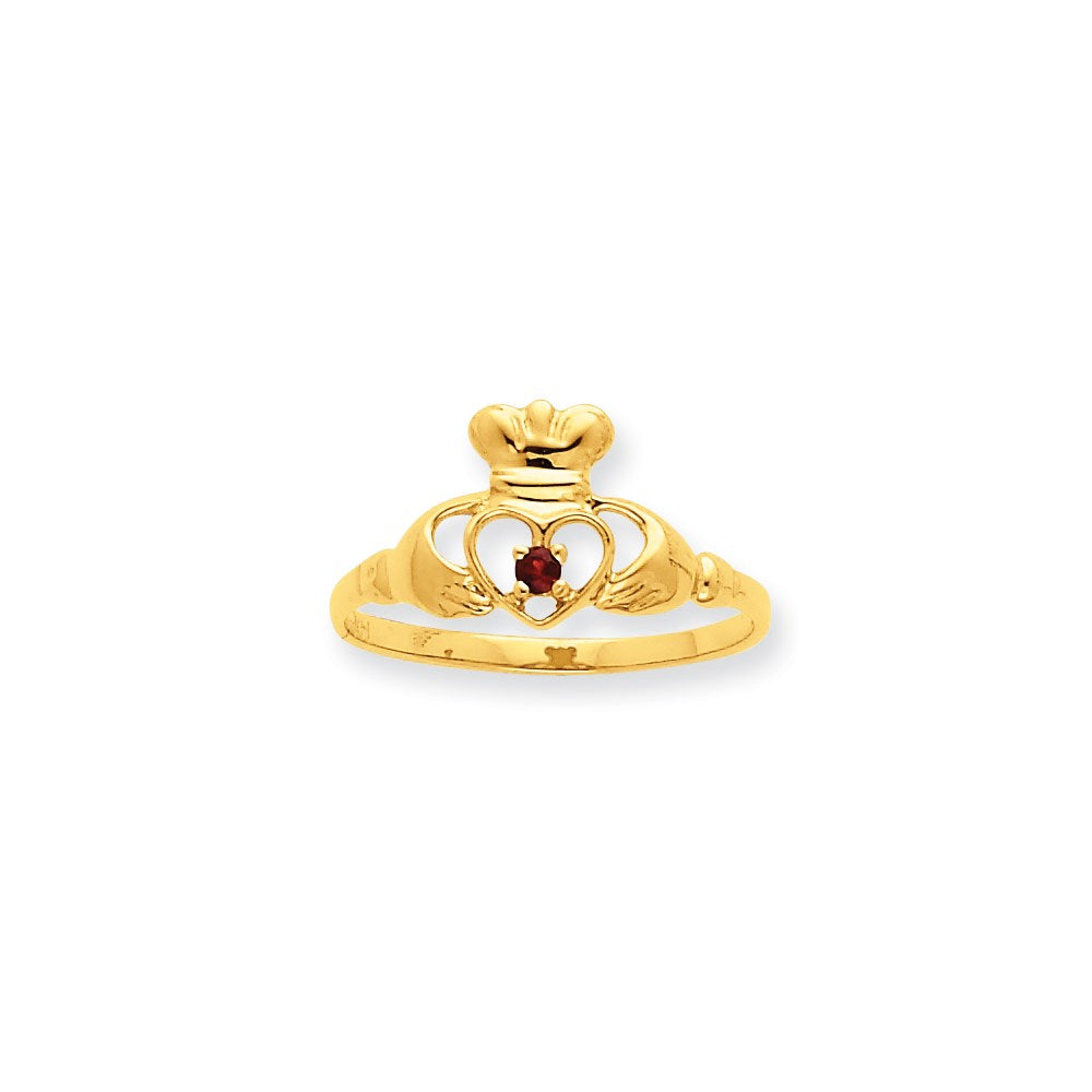 10K Yellow Gold Polished Geniune Ruby Birthstone Ring