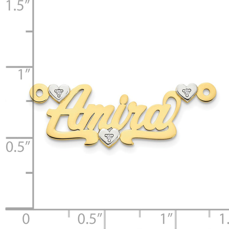 10k Two tone .02ct Diamond Name Plate