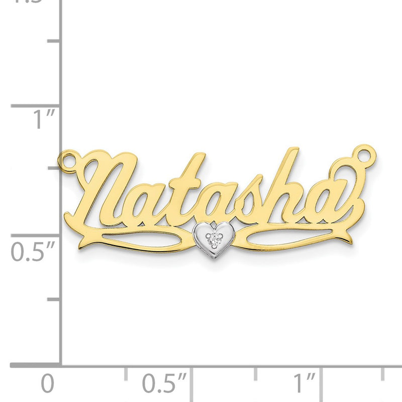10k Two tone .005ct Diamond Name Plate