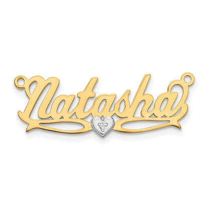 10k Two tone .005ct Diamond Name Plate