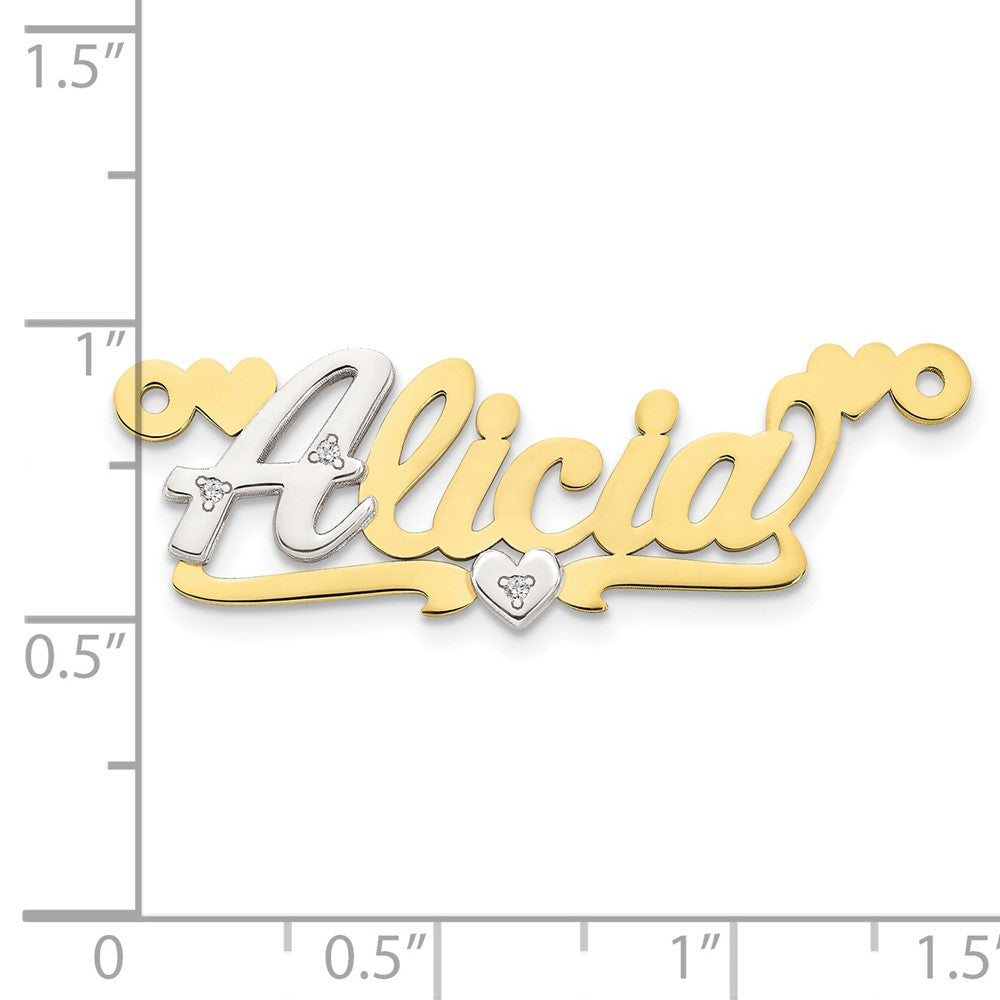 10k Two tone .02ct Diamond Name Plate