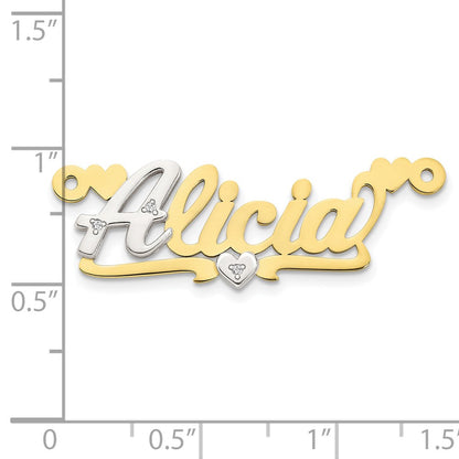 10k Two tone .02ct Diamond Name Plate