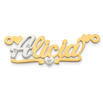 10k Two tone .02ct Diamond Name Plate