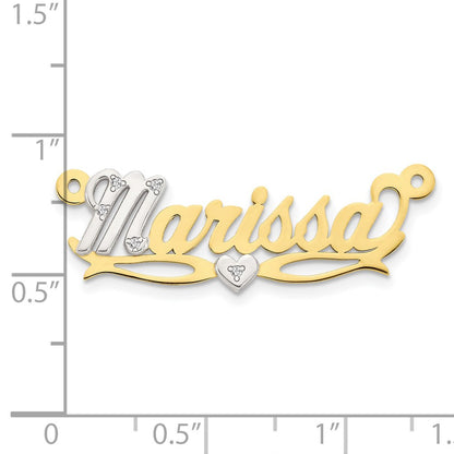 10k Two tone .03ct Diamond Name Plate